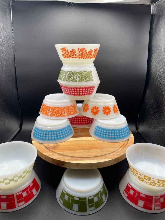 Vintage Anchor Hocking Fire King Patterned Bowls - Etsy