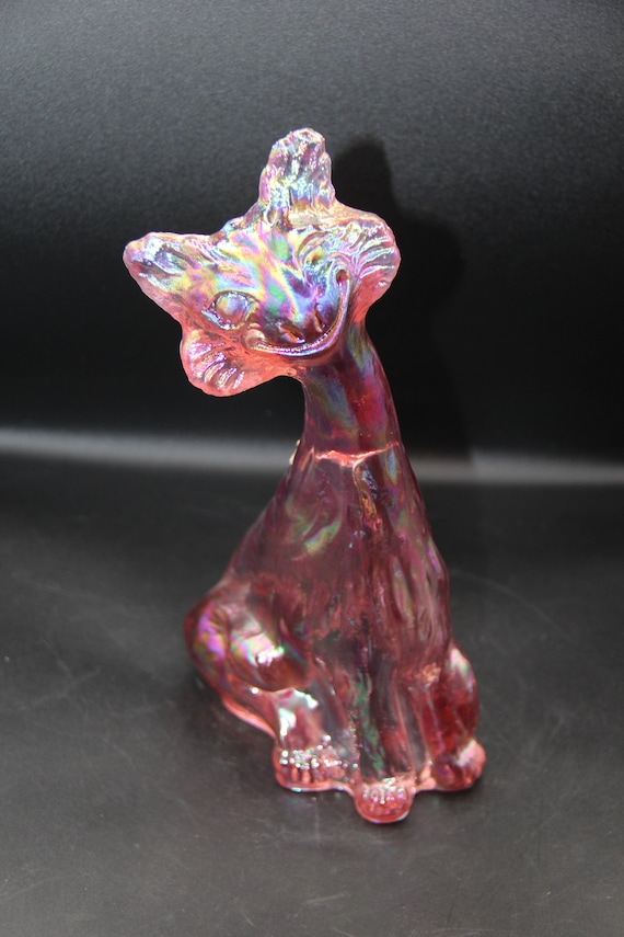Fenton Carnival Iridescent Pink Winking Alley Cat - Etsy