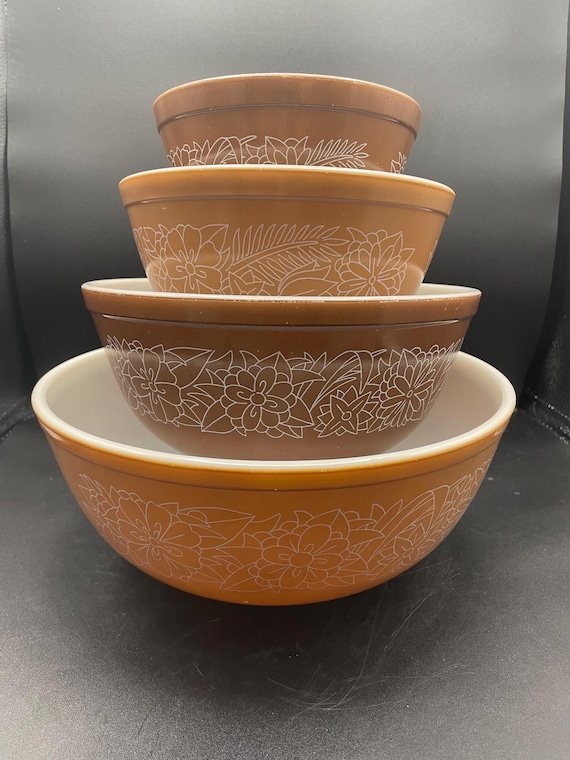 Vintage 1970s Pyrex Woodland Mixing Bowls 401, 402, 403 and 404 - Etsy