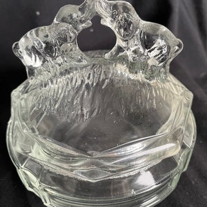 Vintage Jeannette glass powder/trinket jar elephant
