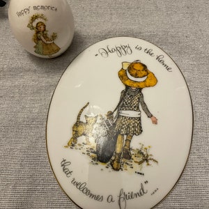 Vintage Holly Hobbie egg and wall piece porcelain