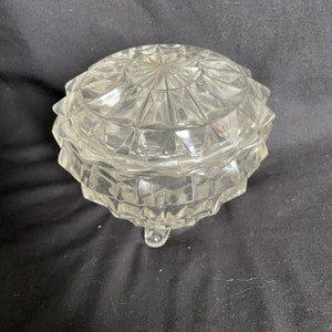 Vintage Jeannette glass powder/trinket jar