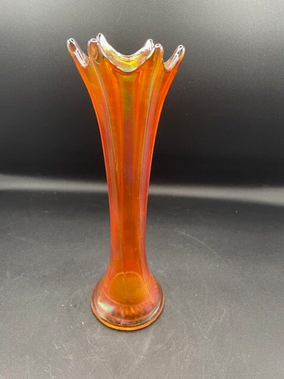 FENTONフェントンカー二バルアンティークUSA carnival vase Fenton Carnival Glass Peacock Vase, 8