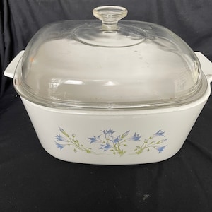 Vintage Kitchen Large Blue Dusk Corning Ware with lid