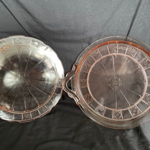 Jeannette Pink Depression Glass, Doric Pattern Platters x2