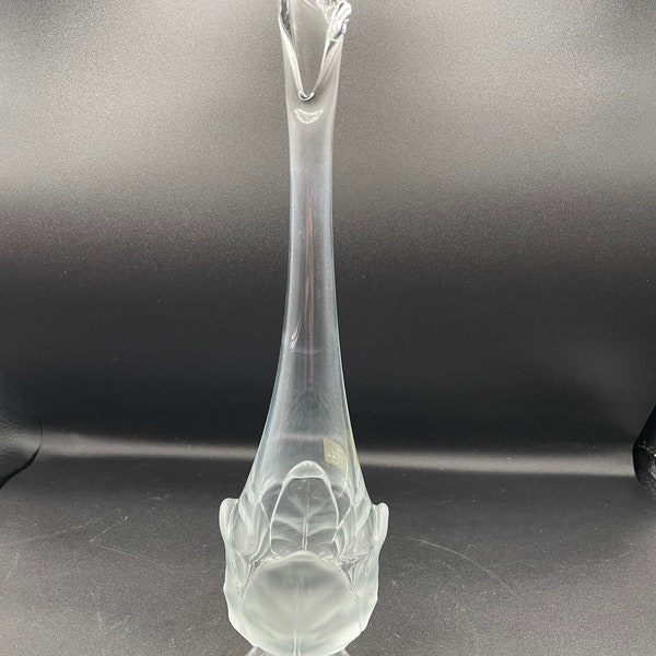 Viking hand made Cabbage Swung Clear and Frosted Vase