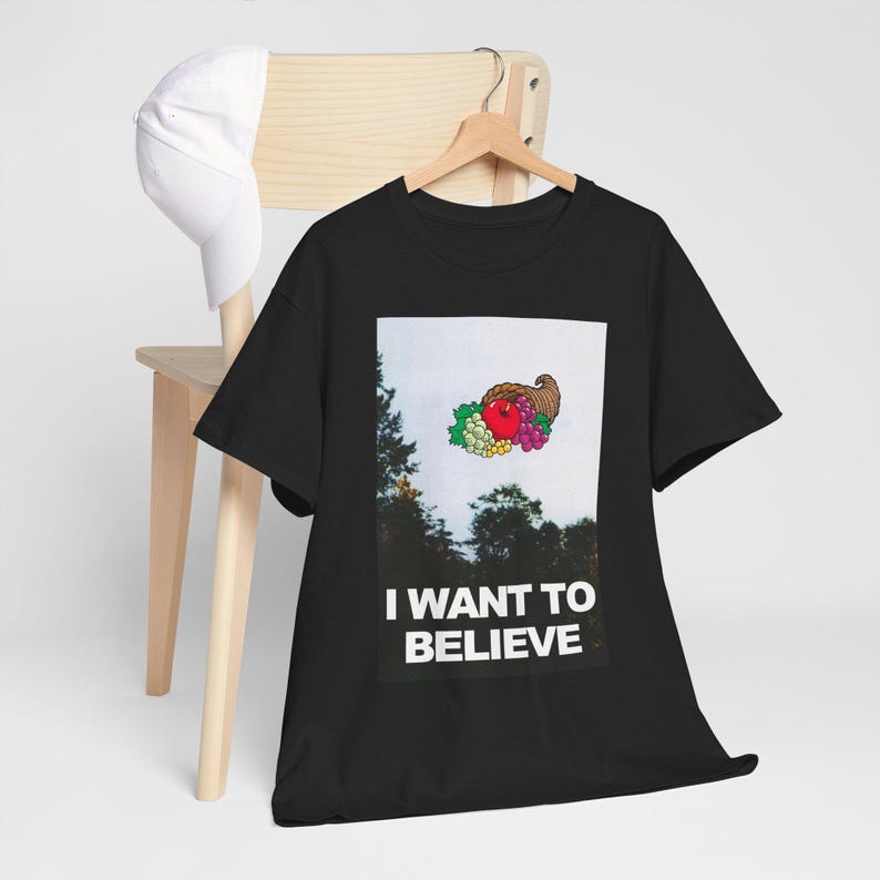 I Want To Believe Cornucopia Mandela Effect Fruit of the Loom- X-Files - Retro Vintage TShirt image 2