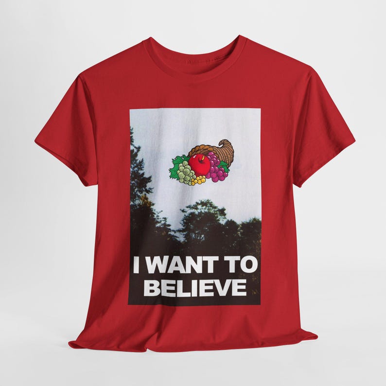 I Want To Believe Cornucopia Mandela Effect Fruit of the Loom- X-Files - Retro Vintage TShirt image 7
