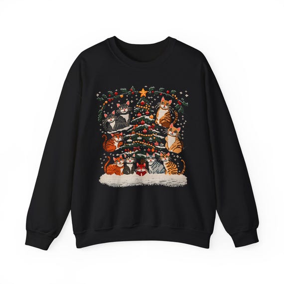 Cat-Themed Cozy Gildan Sweatshirt, Cute Gift for Cat Lovers, Perfect for Fall, Winter, Birthdays, Pet Lovers' Apparel, Casual Comfort