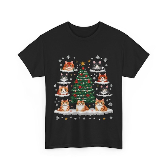 Cat Christmas Tree- Retro Vintage Ugly Sweater-Gildan T-Shirt-
