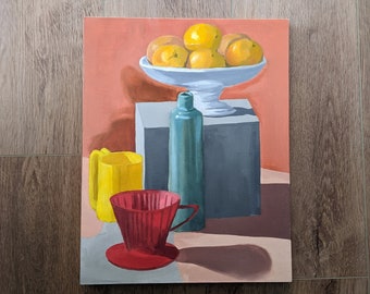 Still Life with Oranges and Vessels - Original oil painting