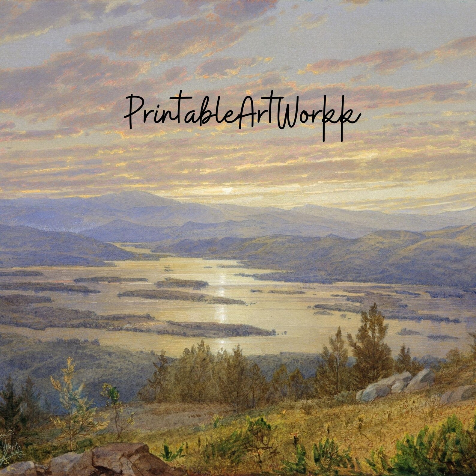 Printable Lake Squam From Red Hill Landscape Oil Painting Art Etsy