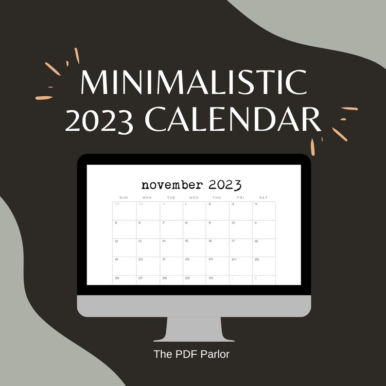 2023 Calendar,printable 2023 Calendar PDF, Minimalist, A5 Size Calendar