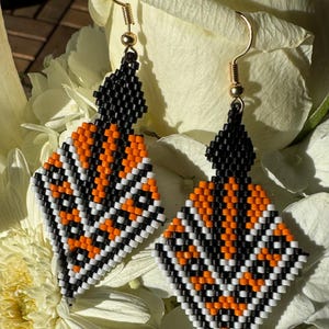 Beaded Fancy Dancer dangle earrings - Handcrafted with Miyuki Delica Beads