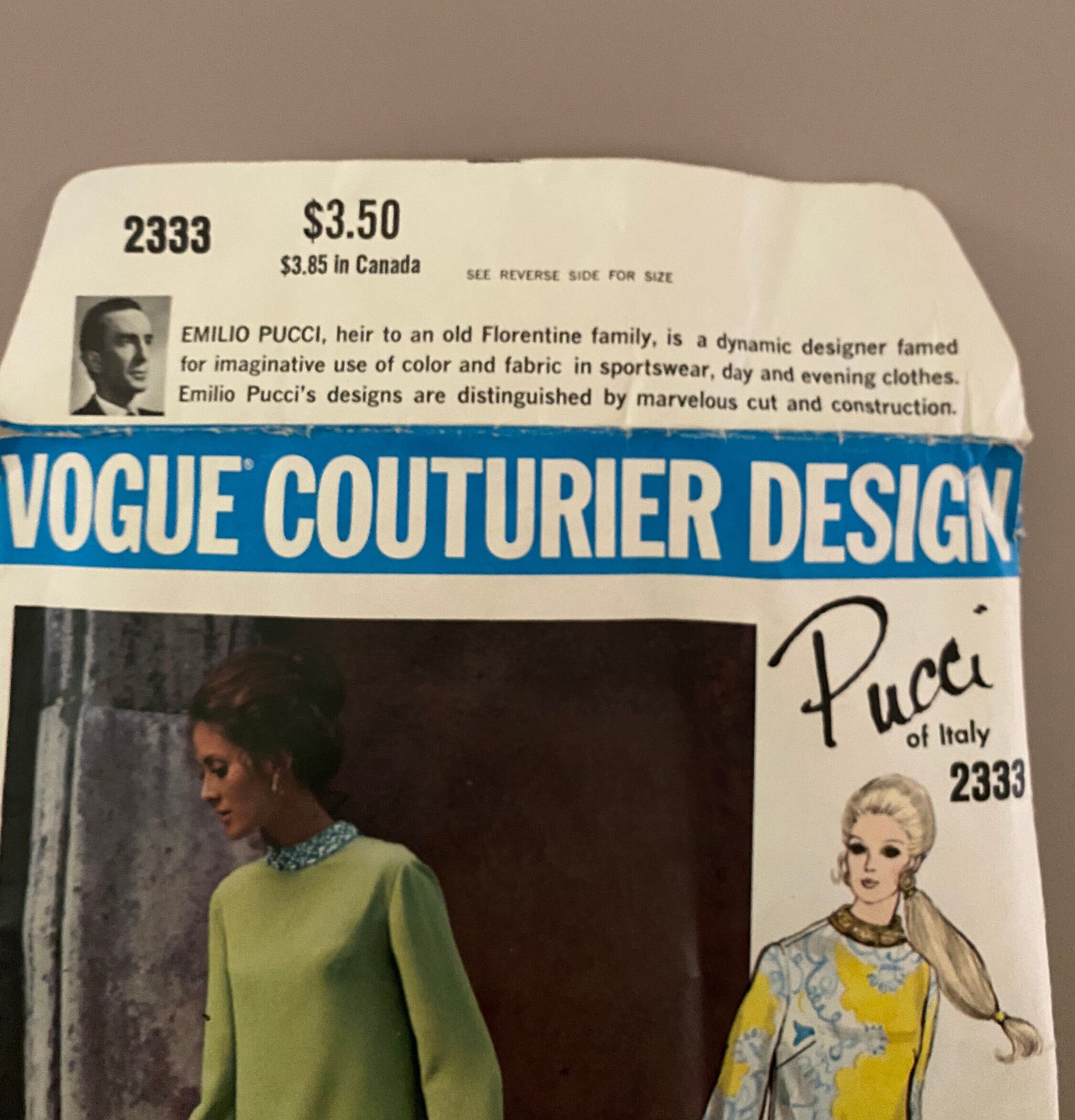Vogue Couturier Design Pucci Pattern - Etsy