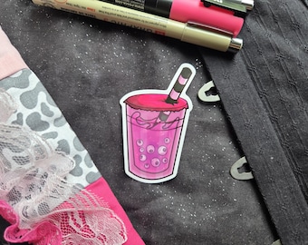 Eyeball Boba Tea Vinyl Sticker - Creepy Cute Sticker