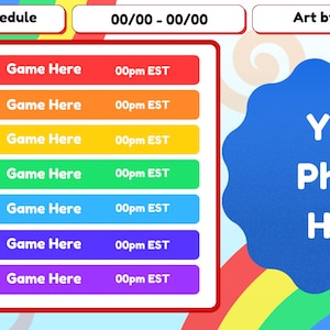 Rainbow Pride Editable Stream Schedule Template for Canva