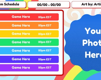 Rainbow Pride Editable Stream Schedule Template for Canva