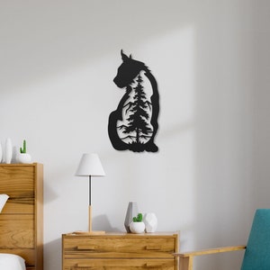 Lynx Sign Metal Cat Wall Art | Bobcat Mountain Wildlife Decor | Die Cut Metal Sign Cat desk Decor Gift | Metal Animal Gift For big Cat Lover