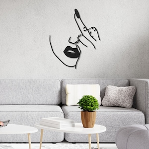 Metal Middle Finger Feminist Wall Art | Female Body Line Art | Feminist Ornament Line Drawing | Girly Woman Decor | Sensual bedroom Art Gift