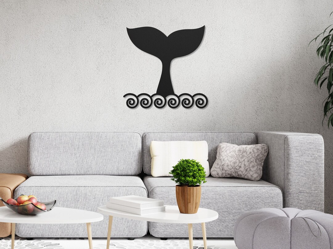 Metal Whale Yard Art Wall Decor Magical Whale Beachy Wall Decor