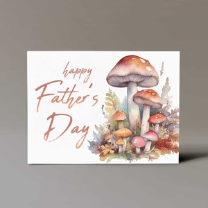 Instant Download Printable Father&#39;s Day Card Mushroom Kids Cottagecore 5x7&quot;