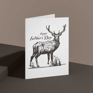 Alles Gute zum Vatertag Holzschnitt Linolschnitt Hirsch rustikale altmodische Karte Sofortiger Download druckbare 5 x 7"
