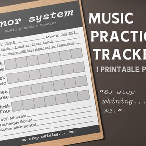 Vulf Music Practice Tracker Monthly - Stop Whining Practice Planner Printable PDF