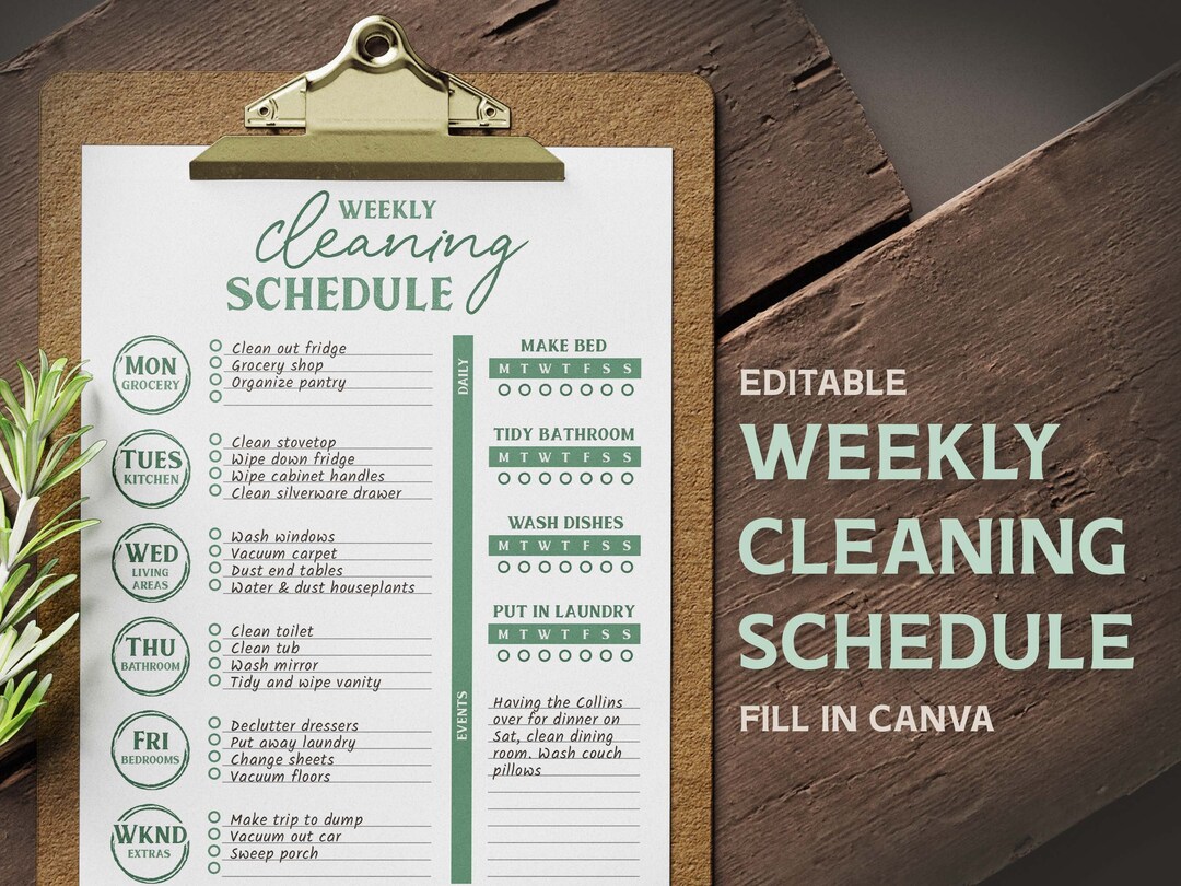 Editable Teal Cleaning Checklist Daily Weekly Planner Homeschool Mom ...