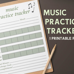 Music Practice Tracker Monthly - Green Classic Practice Planner Printable PDF