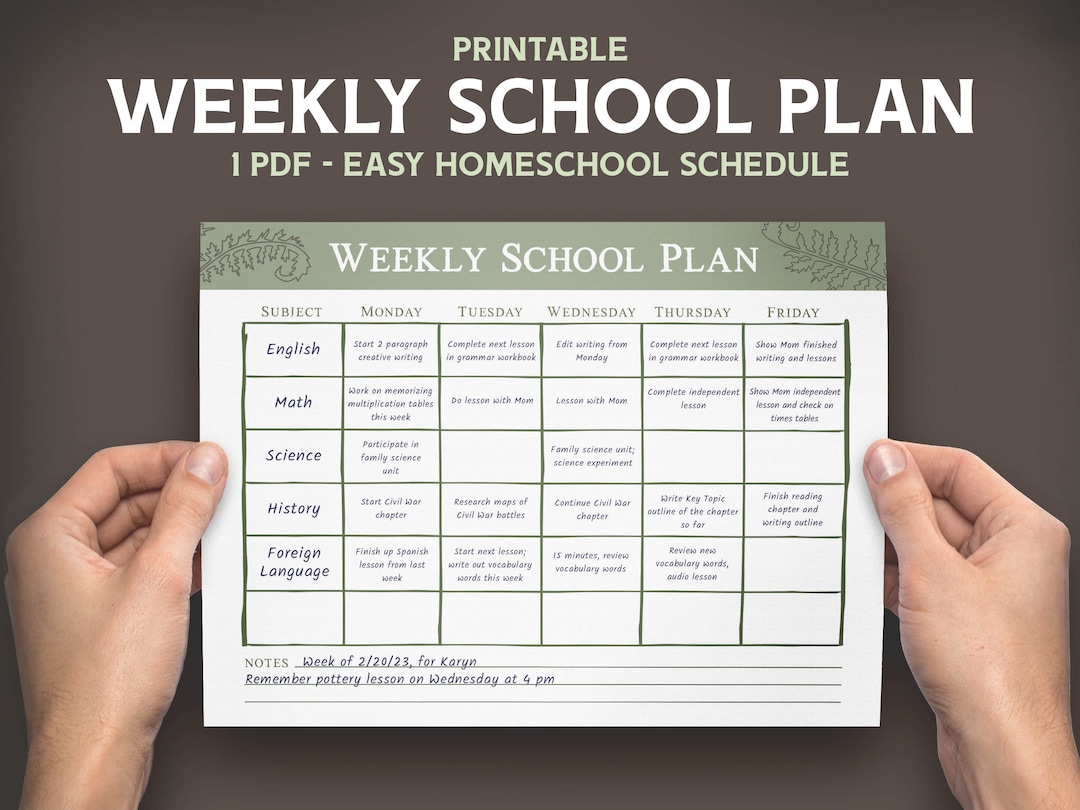 Fern Weekly Homeschool Planner Editable in Canva Green Homemaker ...