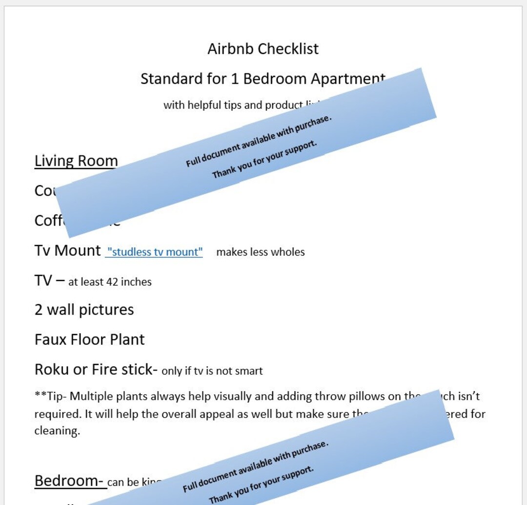 Essential Starter Checklist With Product Links for Airbnb Vrbo Short