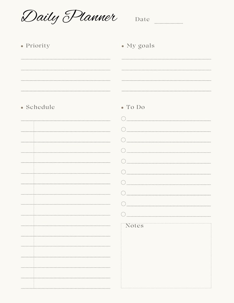 Fillable Daily Planner PDF Printable Digital Download - Etsy
