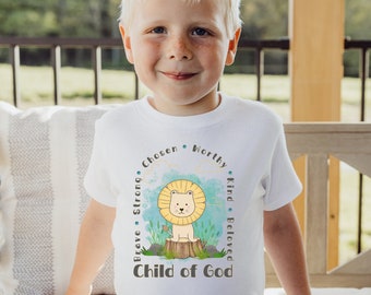 Child of God Childrens Christian T-shirt Christian Toddlers Tshirt Kids Jesus Shirt Faith Child of God Shirt Christian Shirts for Kids Youth