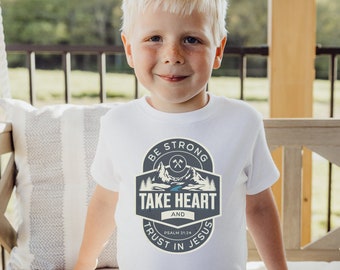 Be Strong and Trust in Jesus Kids Christian T-shirt Children's Christian Apparel Kids Christian Graphic Tshirts Youth Christian Shirt Kids