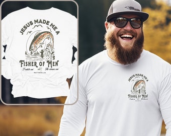Fishers of Men Mens Christian Long Sleeve Christian Fishermens Shirt Christian Tshirts Christian Fathers Day Gift Bible Verse Shirt Gift