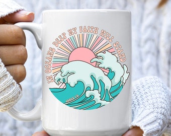 In Oceans Deep My Faith with Stand Christian Mug Scripture based Coffee Mug Gift for Mom Faith Mug Bible Verse Mug Cute Trendy Faith Mug