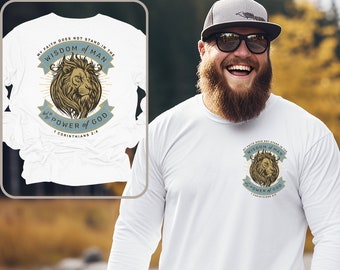 Trust In The Power Of God Mens Shirt Lion of Judah Christian T-shirt Mens Christian Graphic Tshirt Vintage Christian Apparel Mens Lion Tee