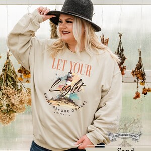 Let Your Light Shine Christian Sweater for Women Trendy Vintage Retro Christian Shirt for Her Mommy and Me Matching Christian Tshirts Gifts