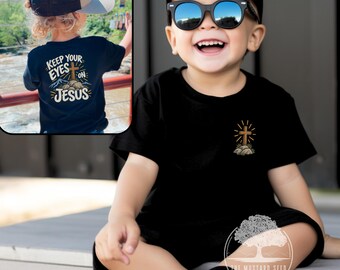 Camiseta "Mantén tus ojos en Jesús", Camiseta cristiana para niños, Camiseta de Jesús para niños, Camiseta cristiana para bebés, Camiseta infantil con temática religiosa, Camiseta bíblica