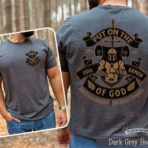 Armor of God Mens Christian T-shirt Put on the Full Armor of God Shirt for Men Vintage Christian Apparel Christian Back Graphic Tshirt Gift