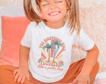 Flourish Like A Palm Tree Kids Tee Christian Beach Shirt Christian Shirt Christian Shirt for Kids Mommy and Me Faith Youth Christian VBS Tee