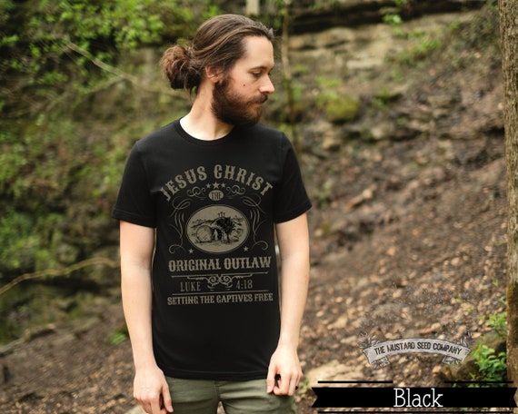 Jesus the Original Outlaw Christian Mens T-shirt Vintage Christian