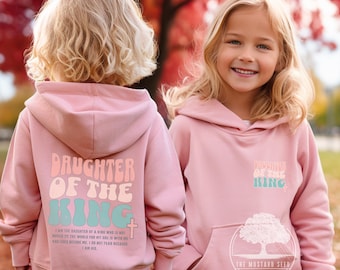 Daughter Of The King Christian Retro Hoodie For Youth Retro Christian Sweatshirt for Kids Christian Graphic Hoodie Trendy Christian Gift