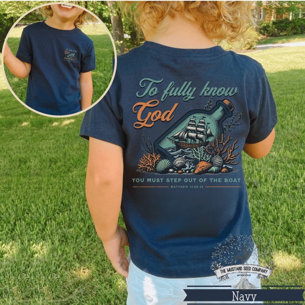 Step Out Of The Boat Christian Graphic Shirt for Toddler Boating Trendy Christian Shirt Kids TShirt Christian Jesus Youth Bible Verse Tee