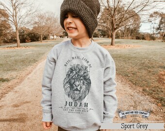 Lion of Judah Graphic Crewneck Sweater Christian Graphic Sweatshirt Cute Trendy Christian Sweater for Youth Christian Sweater for Kids Gift