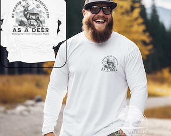 Surefooted As A Deer Mens Christian T-shirt Shirt Vintage Christian Hunting Shirt for Him Christian Shirt for Men Deer Hunting Gift For Him.