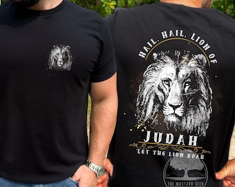 Lion of Judah Graphic T-shirt Religious Gift for Him Christian Shirt for Men Lion Shirt Christian Streetwear Gift for Christian Fathers Day