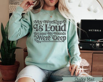 Christian Comfort Colors Long Sleeve Shirt Women’s Faith Shirt Praise & Worship Tee Inspirational Christian Apparel Worship Team Gifts