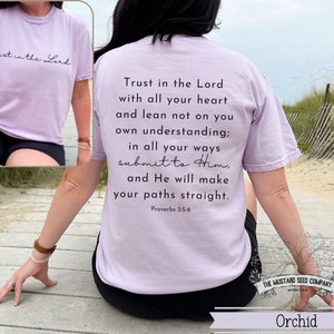 Trust In The Lord Christian Comfort Colors T-Shirt Graphic Motivational Christian Shirt Gift for Religious Gift for Her Baptism T-Shirt